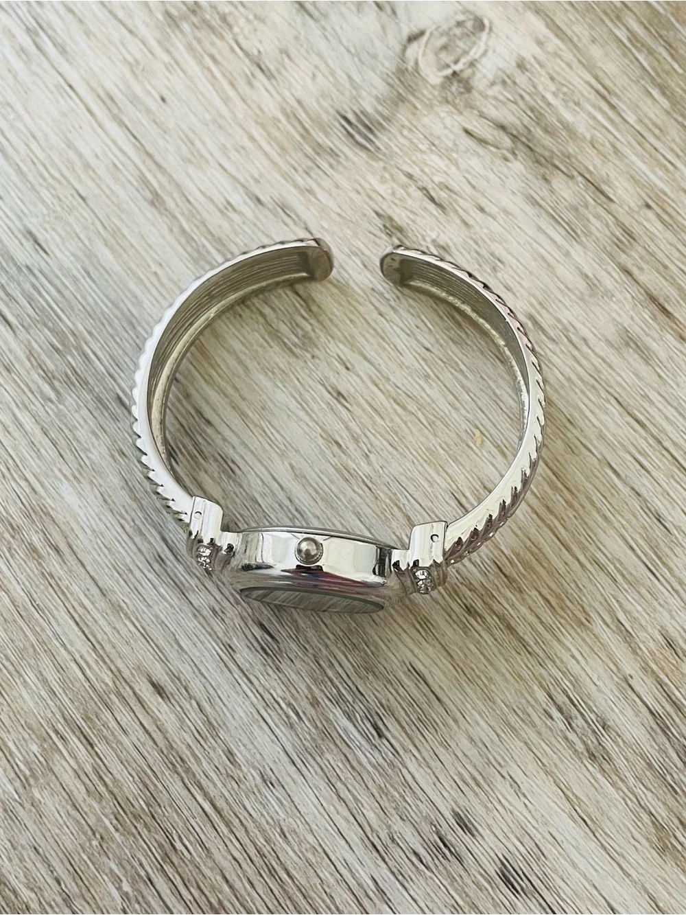 Silver Tone Bracelet Watch with Crystal Accents - Women's Accessory